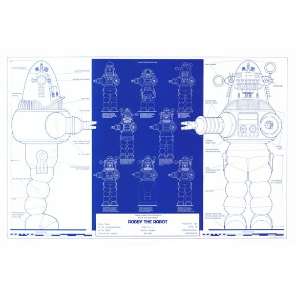 Robby The Robot Blueprint Poster 24x36 Unframed, Age: Adults, Rectangle Poster Time