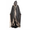 thumbnail image 1 of Robe Distressed Fringe, Halloween Costume, Ghost Cloak, Tattered Grim Reaper, Tattered Grim Reaper Cloak Hooded Gauze Robe Distressed Fringe Halloween Costume for Spooky Season, 1 of 6