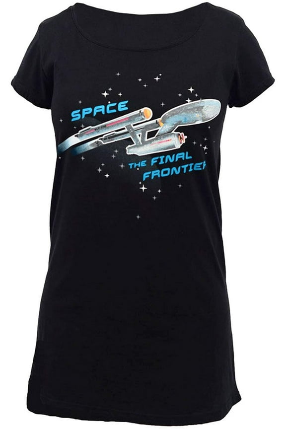 Robe Factory Womens Star Trek Enterprise Ship Glow Sleep Shirt, Black, L