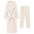thumbnail image 1 of Robe Set for Couples Soft Terry Cloth Bath Robe Soft Fleece Flannel Spa Bathrobe Night-Robe Valentines Day Gifts for Women Men for Girlfriend Wife, Beige, L, 1 of 3