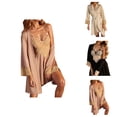 thumbnail image 1 of Robe Sets for Women Satin Lace Kimono Robe and Spaghetti Strap V Neck Backless Ruffle Nightgown 2 Piece Pjs Set, 1 of 6