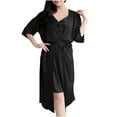 thumbnail image 1 of Robe Sets for Women Satin Robe with Nightgown 2 Piece Sleepwear Cami Nightwear Bridesmaid Robes Silk Pajama Skirt Black One Size, 1 of 3