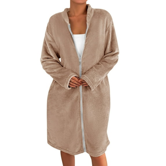 Robe Soft Bathrobe For Winter Button Warm Loungewear