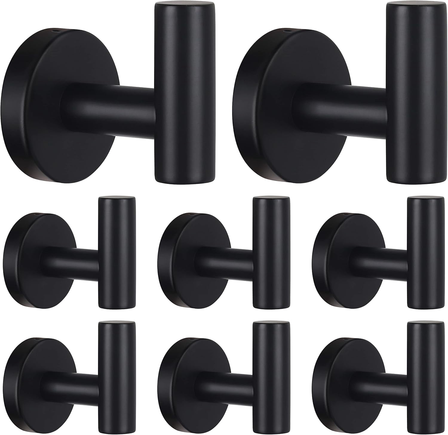 Robe Towel Hooks Coat Hook Bathroom Matte Black Wall Hook Stainless ...