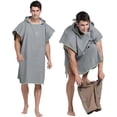 thumbnail image 1 of Robe Towel Poncho with Hood Microfiber Surf Poncho Wetsuit Changing Towel,Compact&Light Weight,Perfect for Holidays,Travel,Surf,One Size Fit All (Gray), 1 of 10