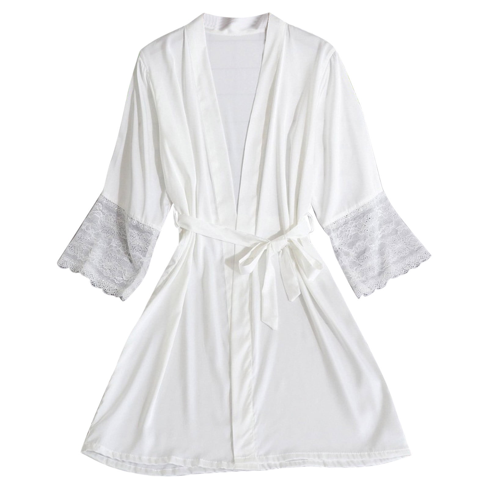 Robe for Women LaceTrim Silk Robes Bride Bridesmaid Kimono Satin