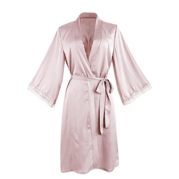 Robe Women Silk Night Gown Lace Trim Womens Lightweight Comfy Robe Valentines Day Bath Robe