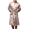 thumbnail image 1 of Robe for Men Silk Ice Silk Long Sleeved Bathrobe Printed Plus Size Sleepwear,Khaki,3XL, 1 of 4
