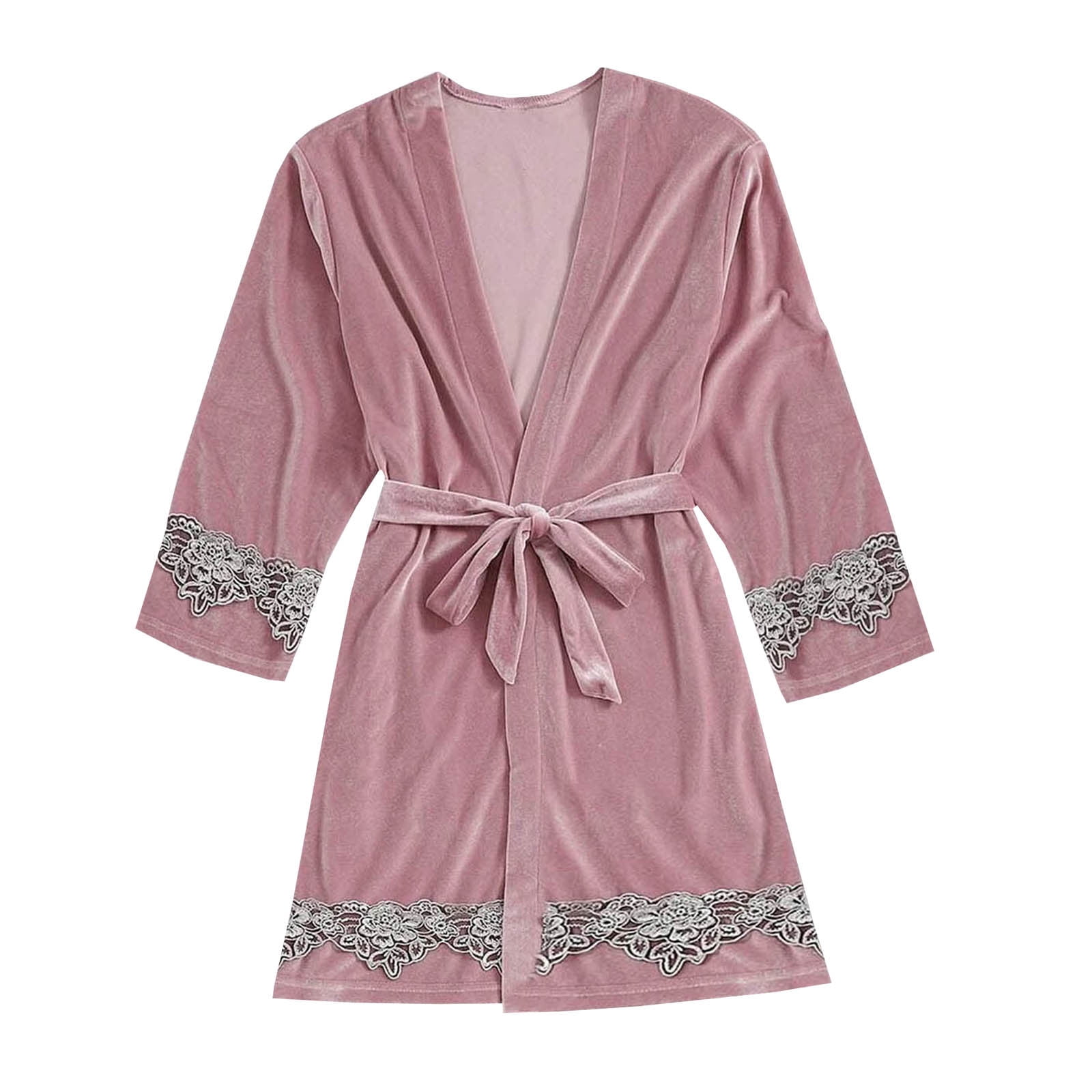 Robe for Women Fleece Shawl Collar Bath Robe Plush Long Robe Nightgown ...