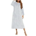 thumbnail image 1 of Robe for Women Soft Long Fleece Kimono Housecoat Full Zipper Women's Sleepwear,Light Gray,M, 1 of 3