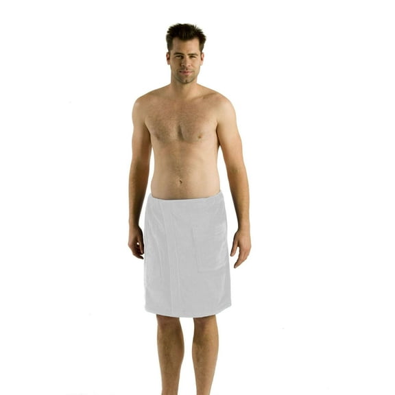 RobeSale Cotton Mens Spa Wrap, White, One Size