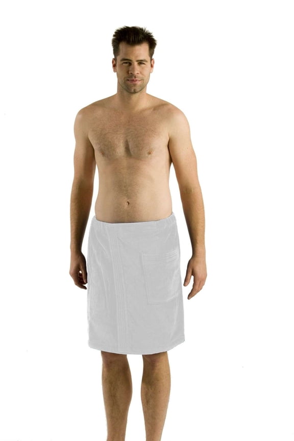 Cotton Mens Spa Wrap, White, One Size