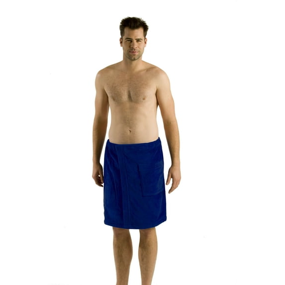 RobeSale Mens Spa Shower Wrap, Navy, S/M
