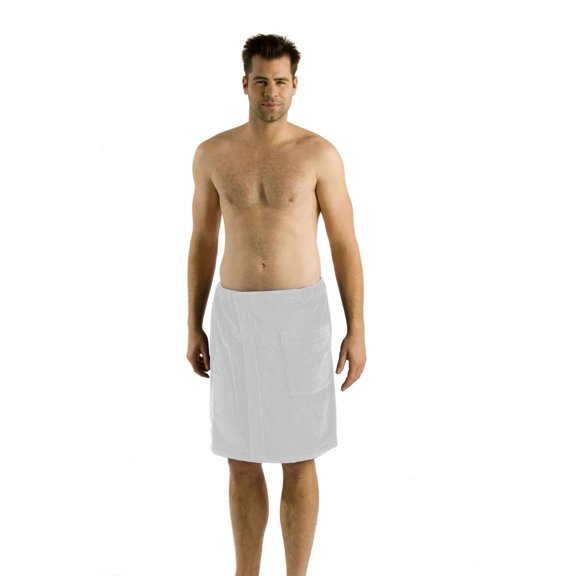 RobeSale Mens Spa Wrap Towel, White, S/M