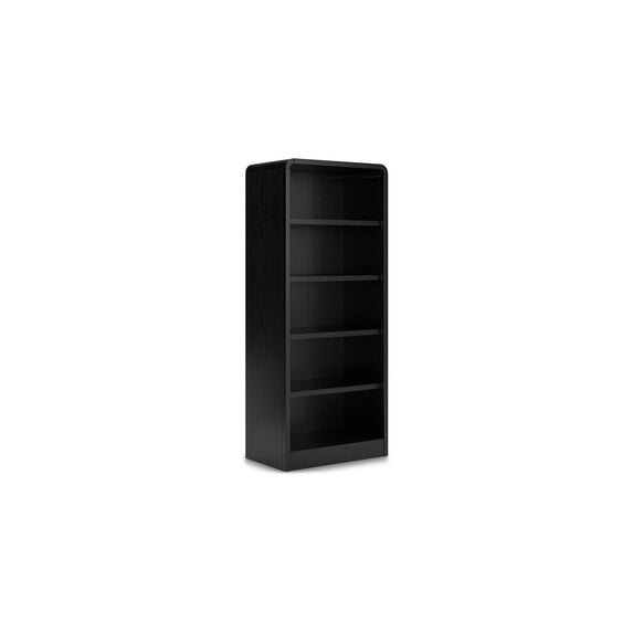 Robeck Large Bookcase, 5 Display Shelves, Classic 72 Inch Black Wood