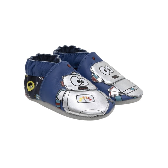 Robeez Best Bots Leather Soft Sole, 0-6M, Blue