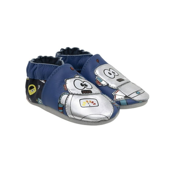 Robeez Best Bots Leather Soft Sole, 18-24M, Blue