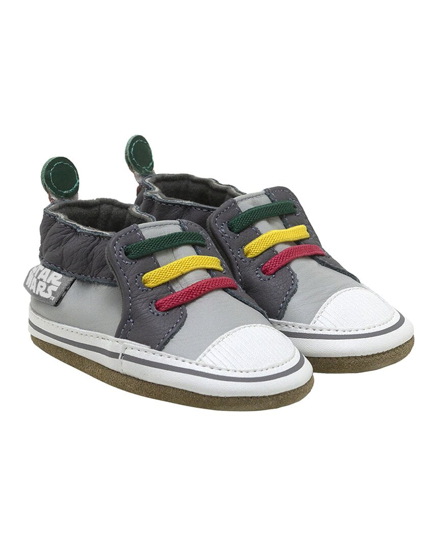 Robeez Star Wars Boba Fett Leather Soft Sole, 6-12M, Grey