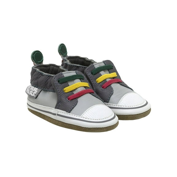 Robeez Star Wars Boba Fett Leather Soft Sole, 0-6M, Grey