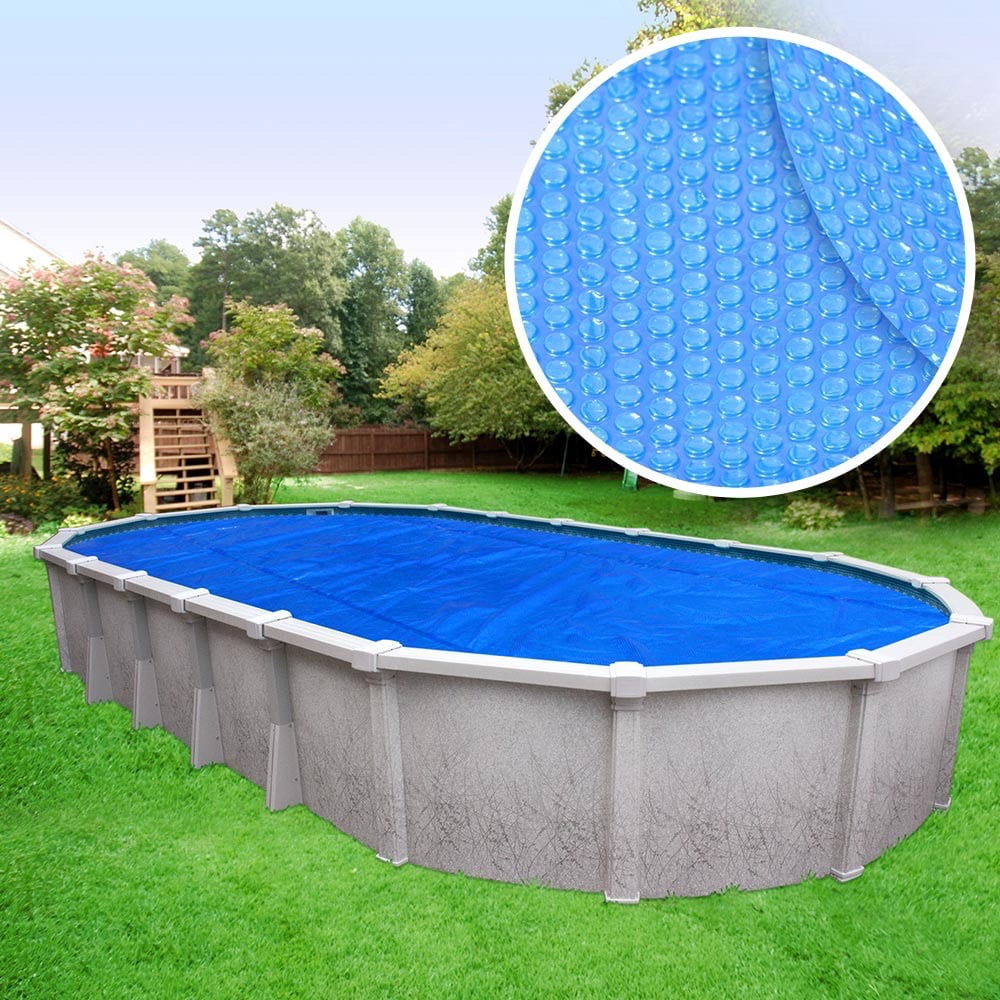 Heavy-Duty Blue Oval Solar Pool Heating Blanket