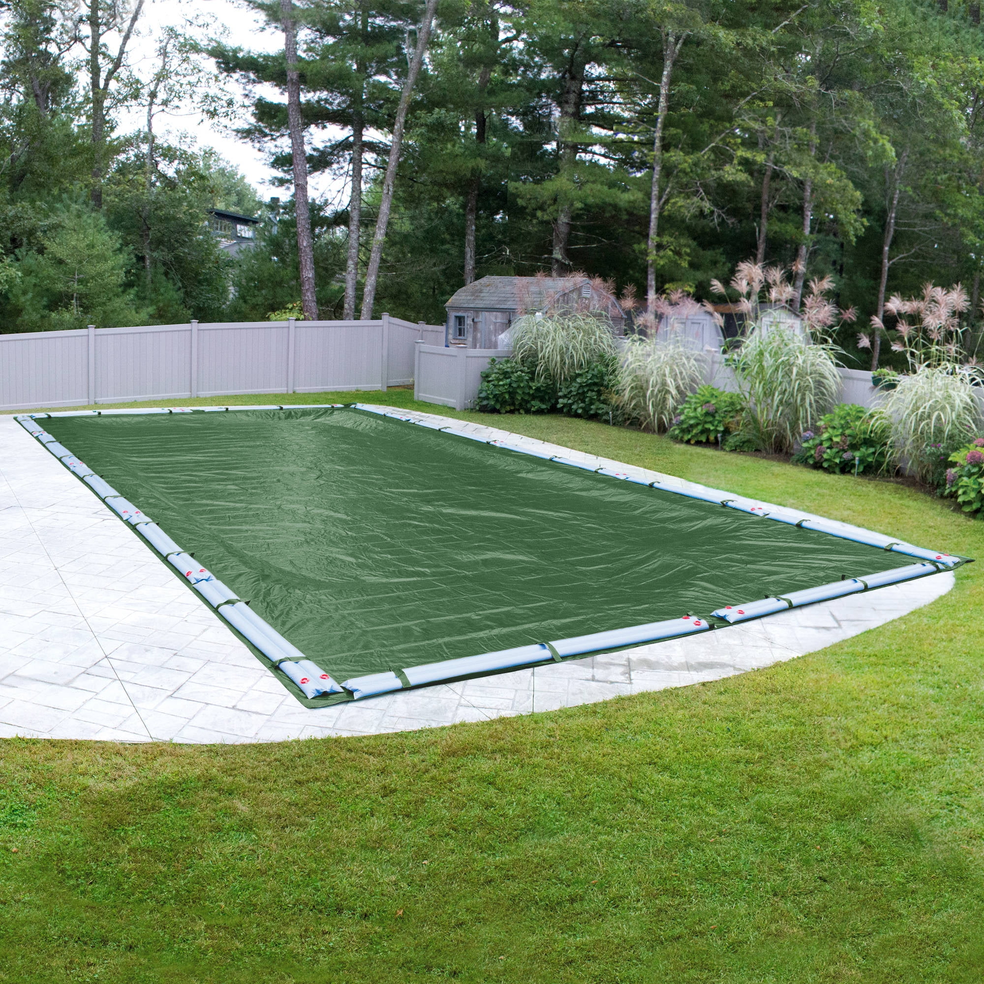 Green Rectangular Polyethylene Winter Pool Cover for In-Ground Pools