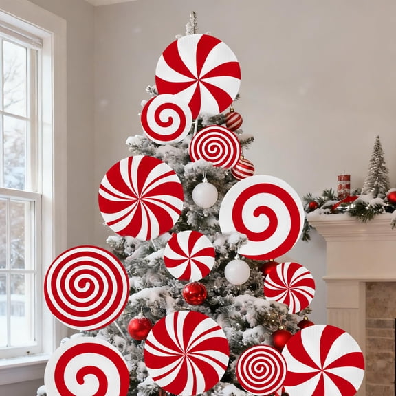 Roberly 20 Pcs Candy Cane Christmas Indoor Decorations, White Peppermint Lollipop Christmas Tree Picks Cute Candy Hanging Ornaments for Xmas Tree Topper New Year Holiday Home Party Vase Decor C111