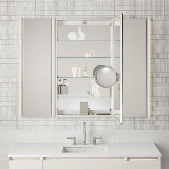 Robern P2C2440D4FPMM 24 x 40 in. Robern PL Mirrored Medicine Cabinet with Polished Edge