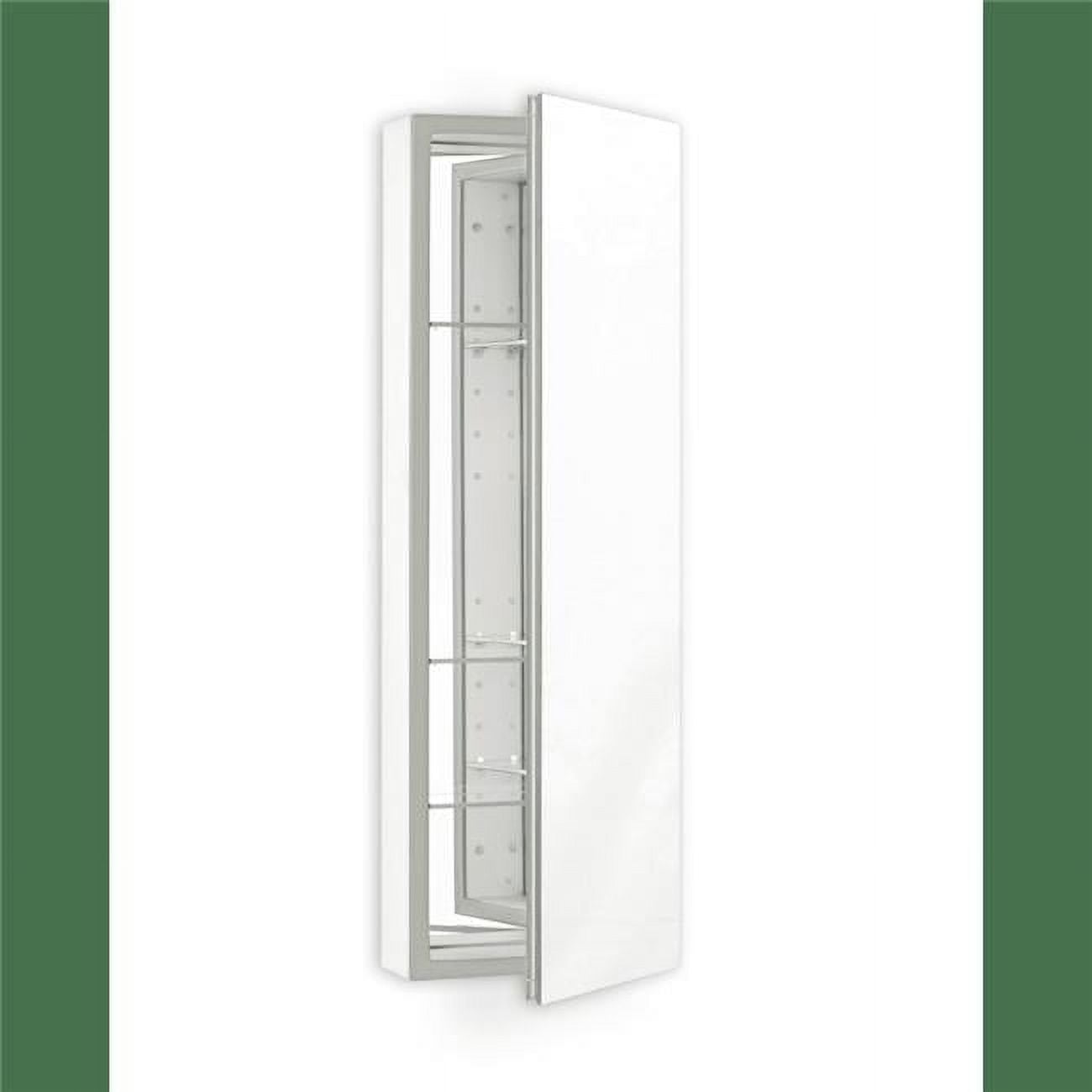 Classic Gray Frameless Aluminum Medicine Cabinet with 3 Shelves