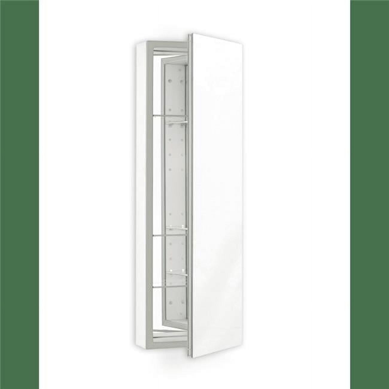 Classic Gray Frameless Aluminum Medicine Cabinet with 3 Shelves