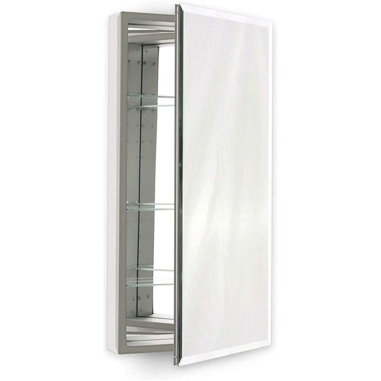 Classic Gray Frameless Rectangular Medicine Cabinet with Electrical Outlet