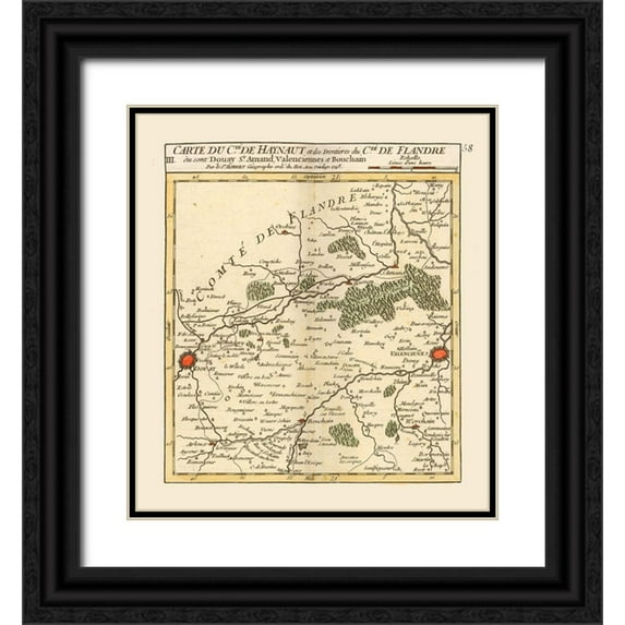 Robert 12x13 Black Ornate Wood Framed with Double Matting Museum Art Print Titled - Hainaut Flanders Belgium - Robert 1748