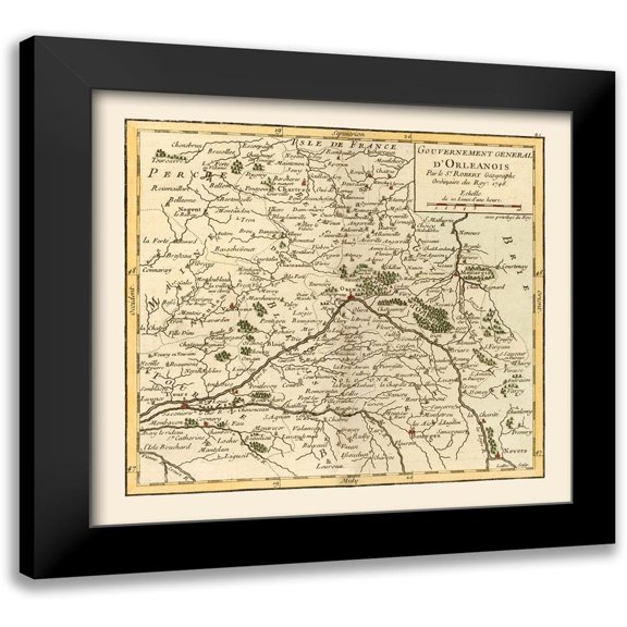 Robert 13x12 Black Modern Framed Museum Art Print Titled - Orleans Province France - Robert 1748