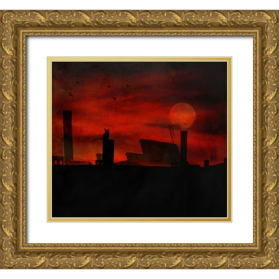 Robert 13x12 Gold Ornate Wood Framed with Double Matting Museum Art Print Titled - Cat Stories