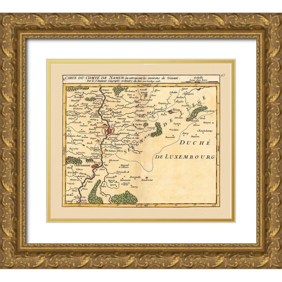 Robert 13x12 Gold Ornate Wood Framed with Double Matting Museum Art Print Titled - Dinant Environs Belgium - Robert 1748