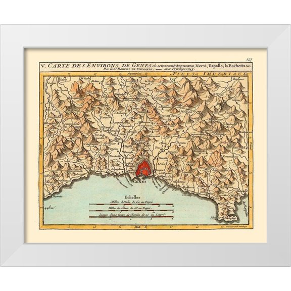 Robert 14x12 White Modern Wood Framed Museum Art Print Titled - Genoa Environs Italy - Robert 1748