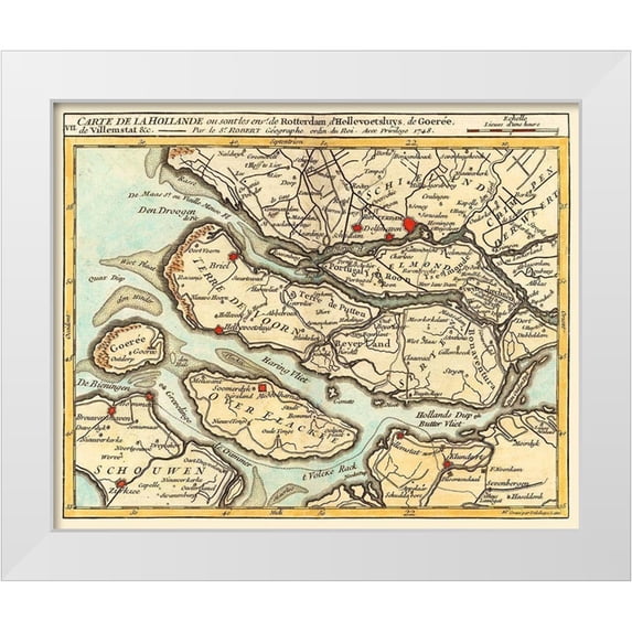 Robert 14x12 White Modern Wood Framed Museum Art Print Titled - Netherlands South - Robert 1748