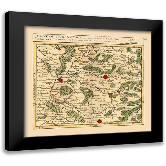 Robert 16x15 Black Modern Framed Museum Art Print Titled - Landrecies France - Robert 1748