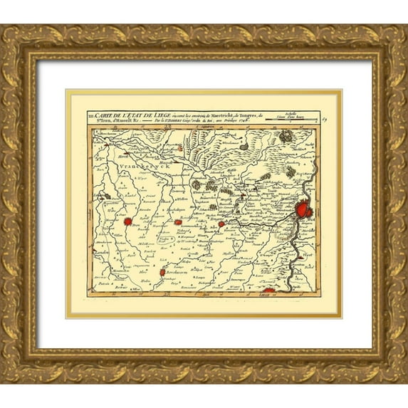 Robert 17x15 Gold Ornate Wood Framed with Double Matting Museum Art Print Titled - Belgium Netherlands - Robert 1748