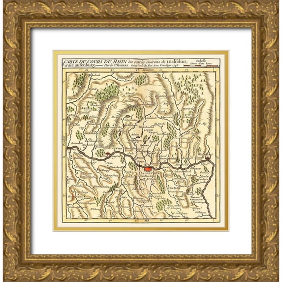 Robert 20x21 Gold Ornate Wood Framed with Double Matting Museum Art Print Titled - Rhine River Laufenburg Waldshut Germany - Robert 1748