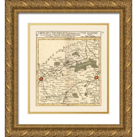Robert 20x22 Gold Ornate Wood Framed with Double Matting Museum Art Print Titled - Hainaut Flanders Belgium - Robert 1748