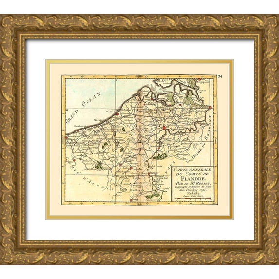 Robert 23x20 Gold Ornate Wood Framed with Double Matting Museum Art Print Titled - Flanders Belgium - Robert 1748