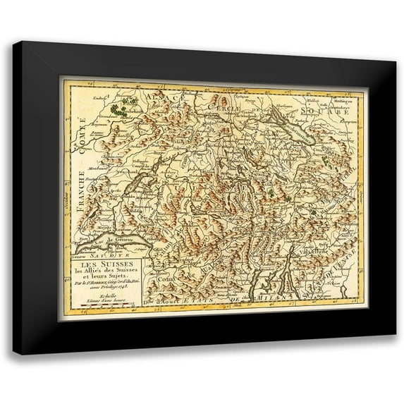 Robert 24x20 Black Modern Framed Museum Art Print Titled - Switzerland Allies - Robert 1748