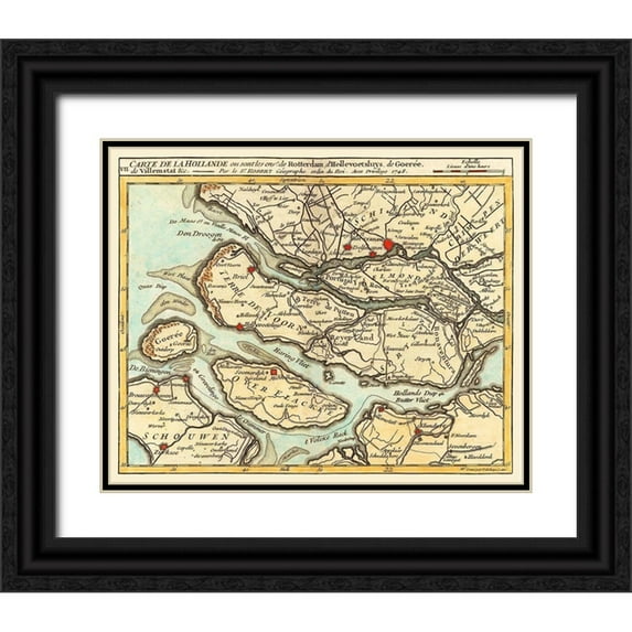 Robert 24x20 Black Ornate Wood Framed with Double Matting Museum Art Print Titled - Netherlands South - Robert 1748