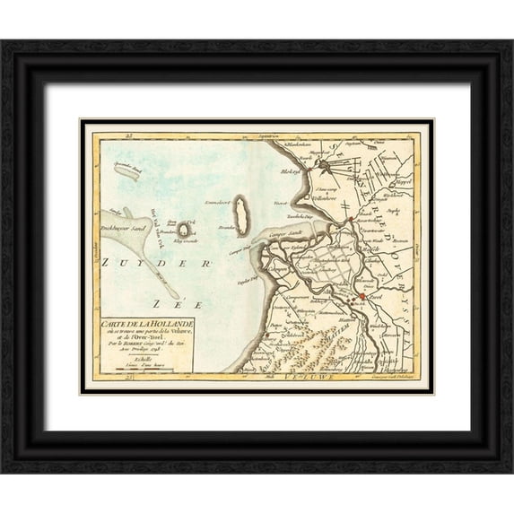 Robert 32x25 Black Ornate Wood Framed with Double Matting Museum Art Print Titled - Gelderland Province Netherlands - Robert 1748