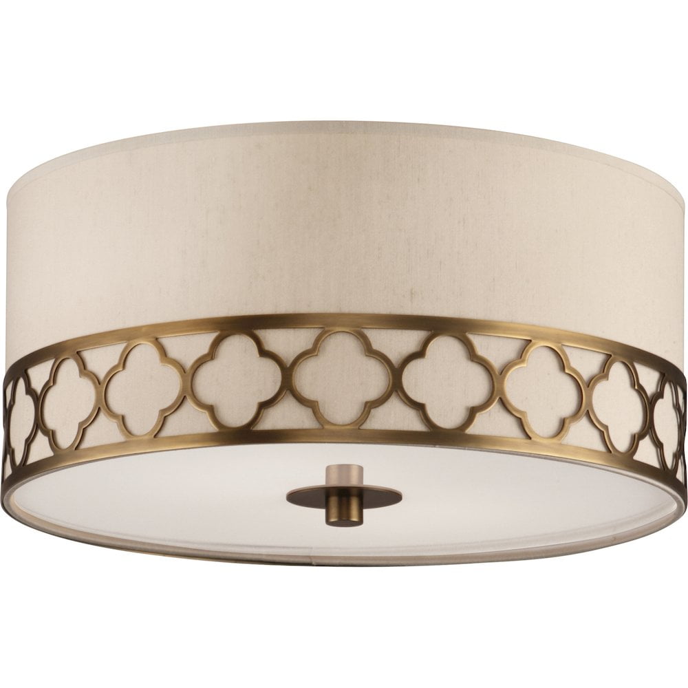Addison Weathered Brass Semi-Flush Mount with Dupioni Shade