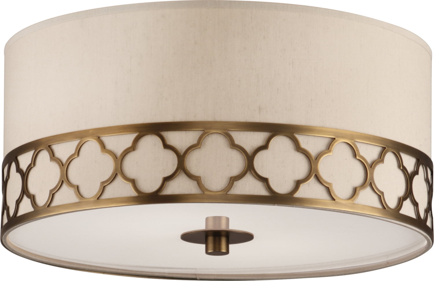 Addison Weathered Brass Semi-Flush Mount with Dupioni Shade