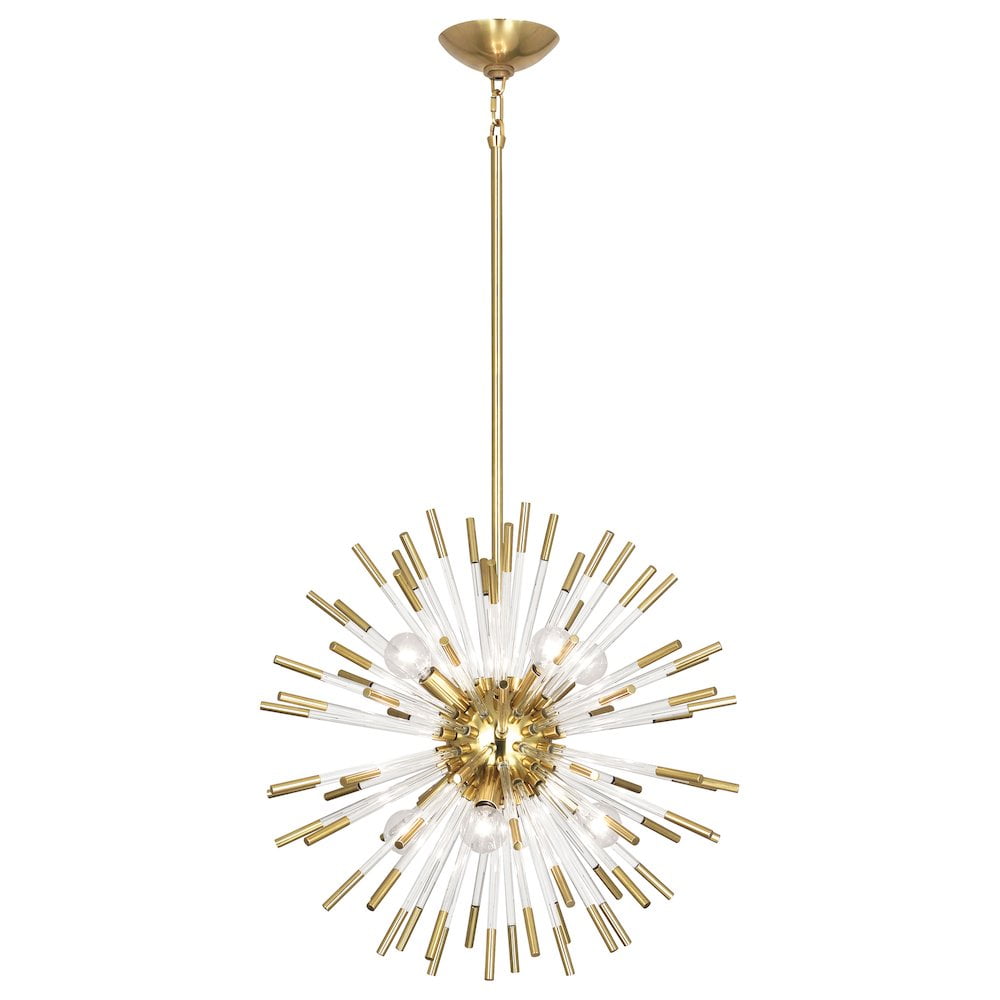 Andromeda Modern Brass 20" Sputnik Sphere Chandelier with Acrylic Rods