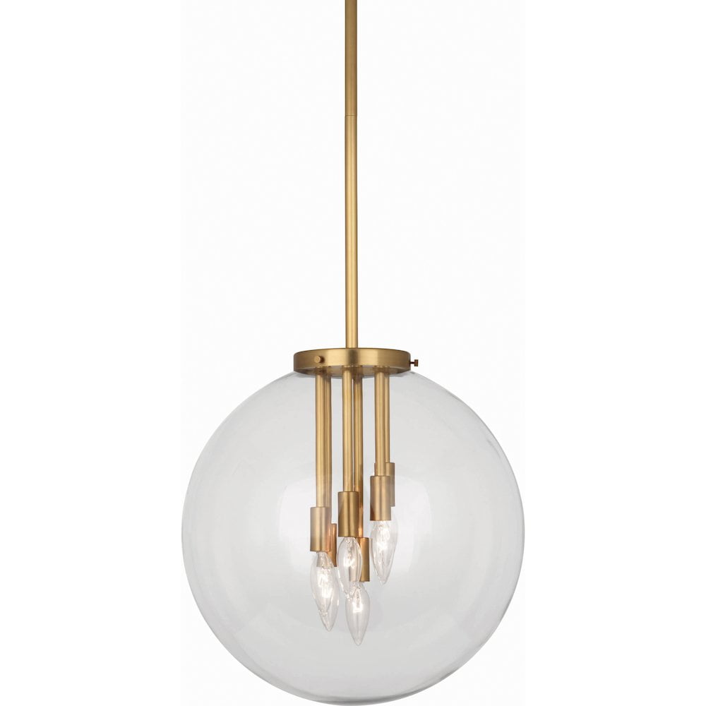 Zoltar Antique Brass Globe Pendant with Polished Nickel Accents