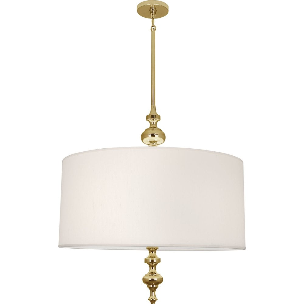 Arthur Modern Brass 3-Light Drum Pendant with Fabric Shade