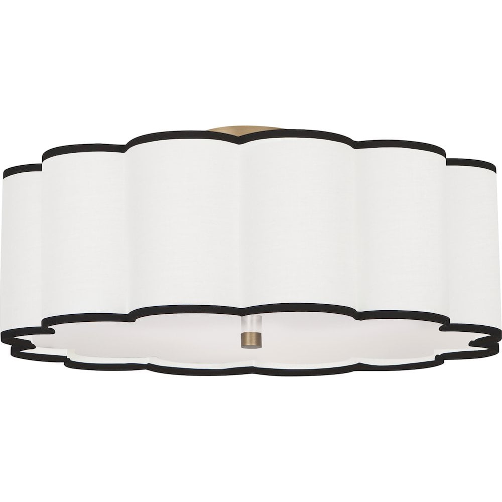 Elegant Scalloped 24" Aged Brass Flush Mount with Glass Diffuser